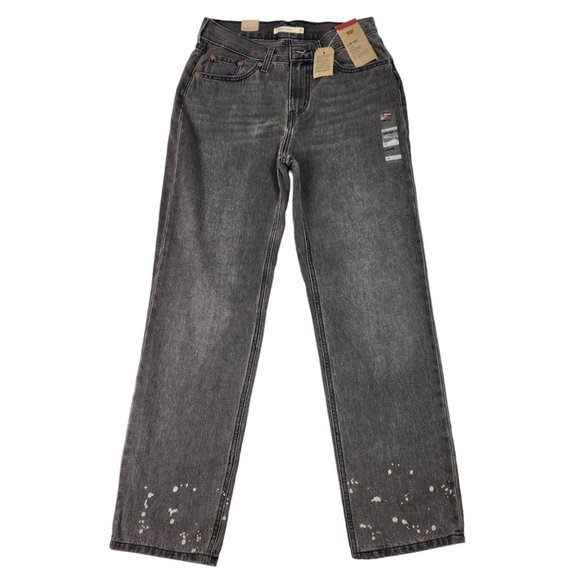 Levis Low Pro‎ Womens Jeans Size 28/31 Gray Splatter Detail Straight Denim NEW - Picture 1 of 16